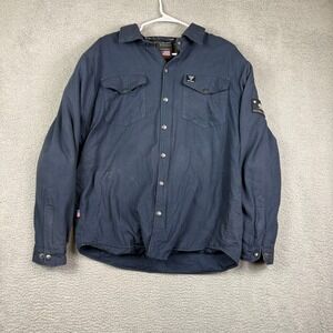 Beyond Riders Armor Blue‎ Quilted Snap Button Work Shirt Jacket Men's XXL